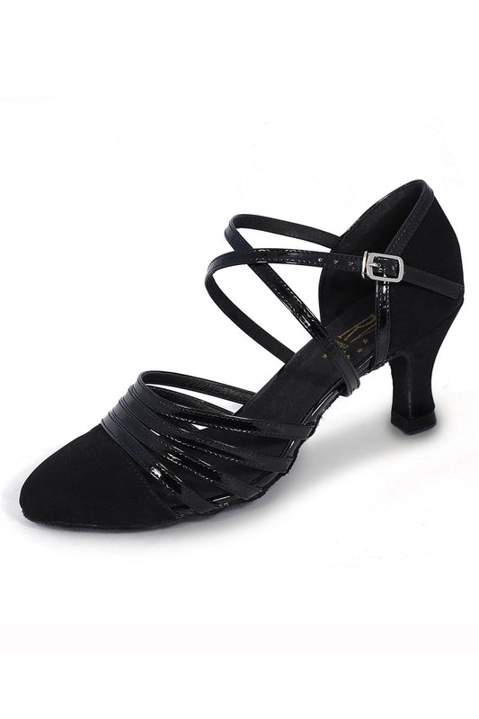 Roch Valley Ladies Black Nubuck and Patent Ballroom Shoes