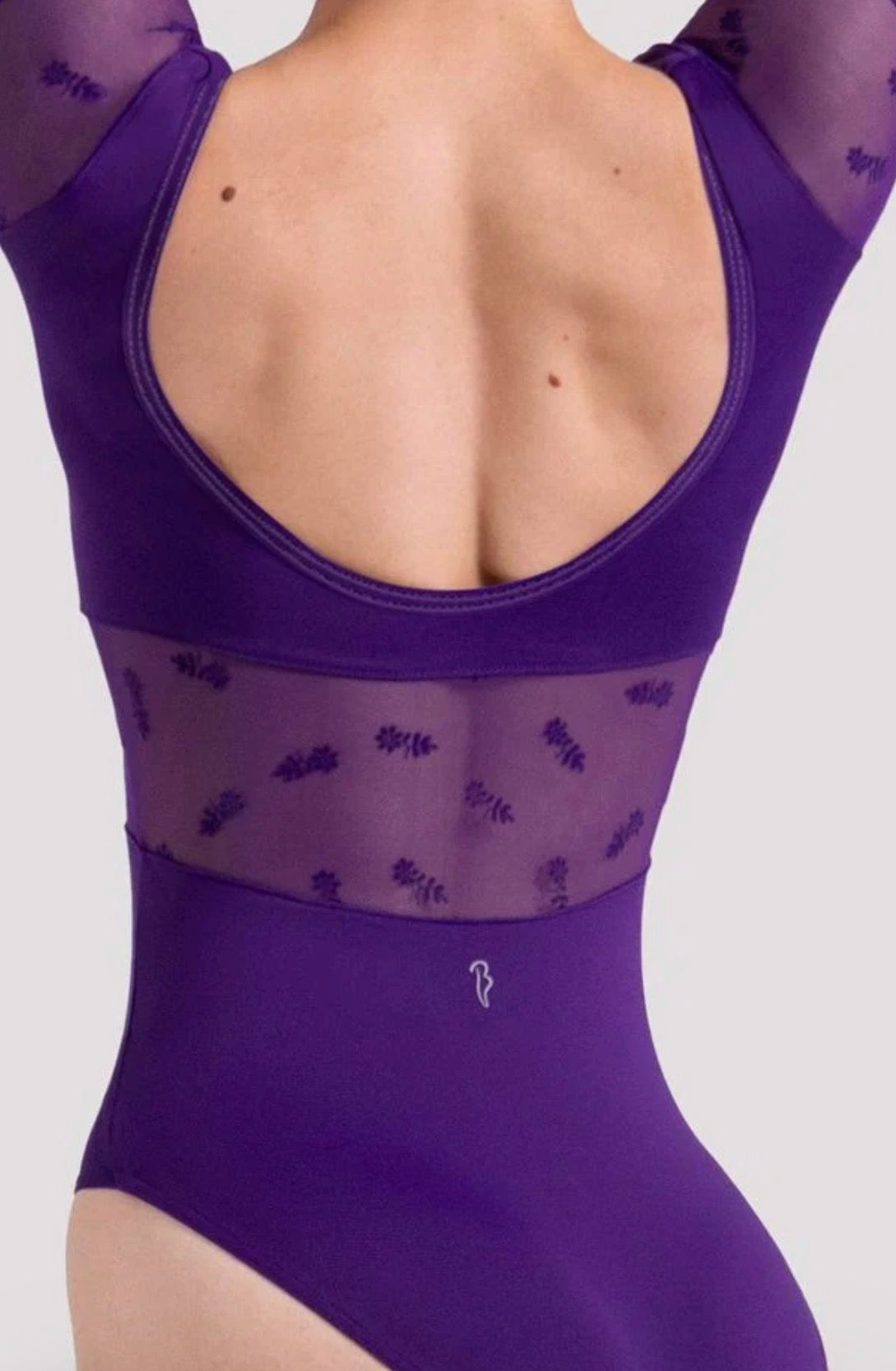 Mirella Deep Purple Mia Floral Scoop Back Leotard