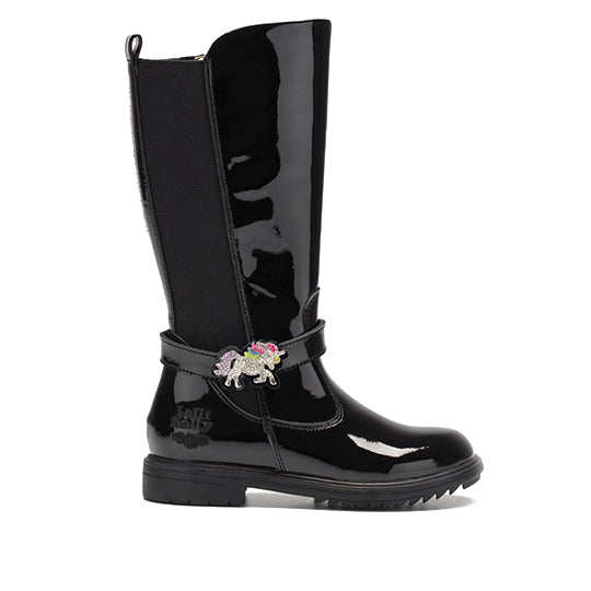 Lelli Kelly Marylin Black Patent Unicorn Boots