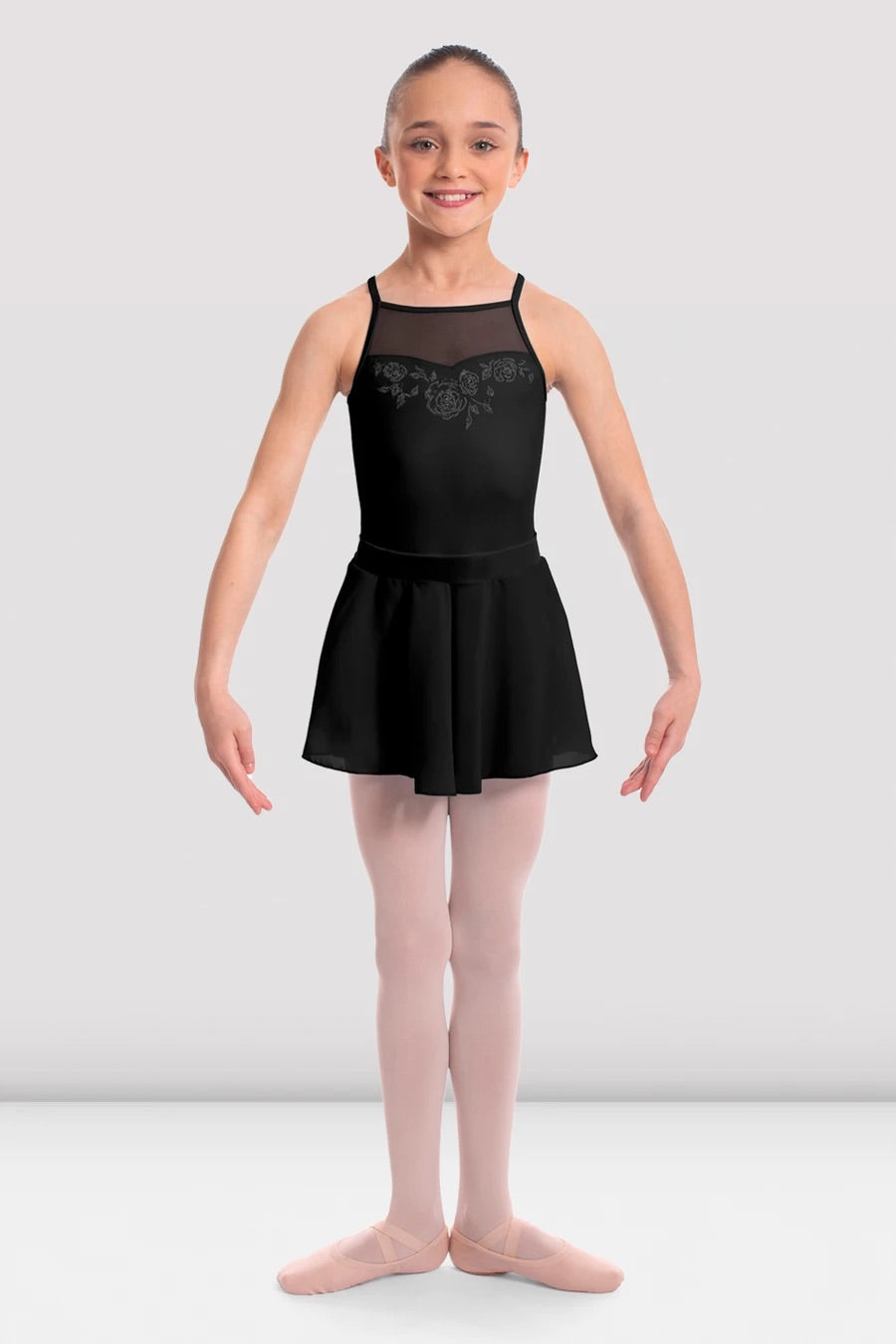 Girls Bloch Rose Embellished Skirted Leotard