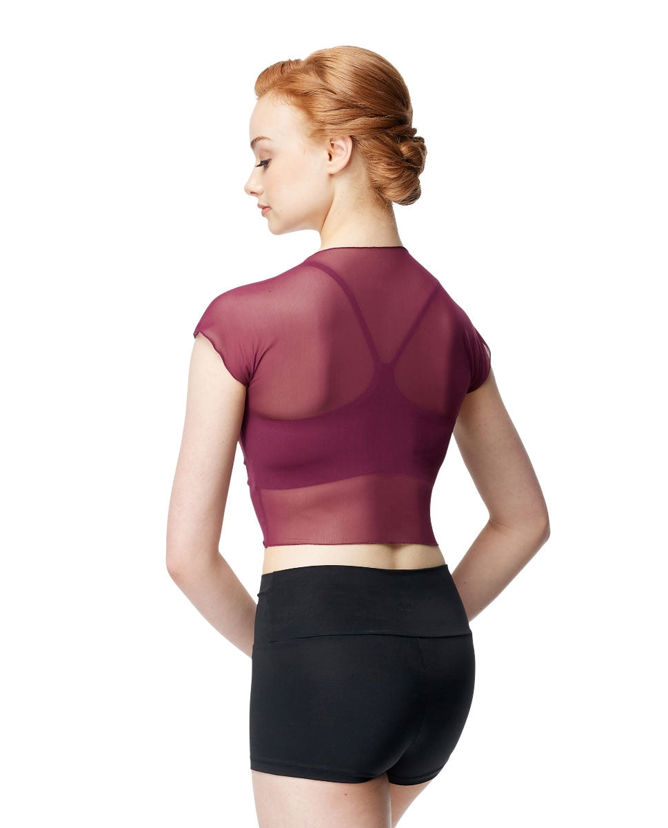 Lulli Black Floretta Mesh Cap Sleeve Top