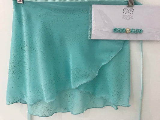Bespoke Mint Sparkle Wrap Skirt & Bunwrap Set