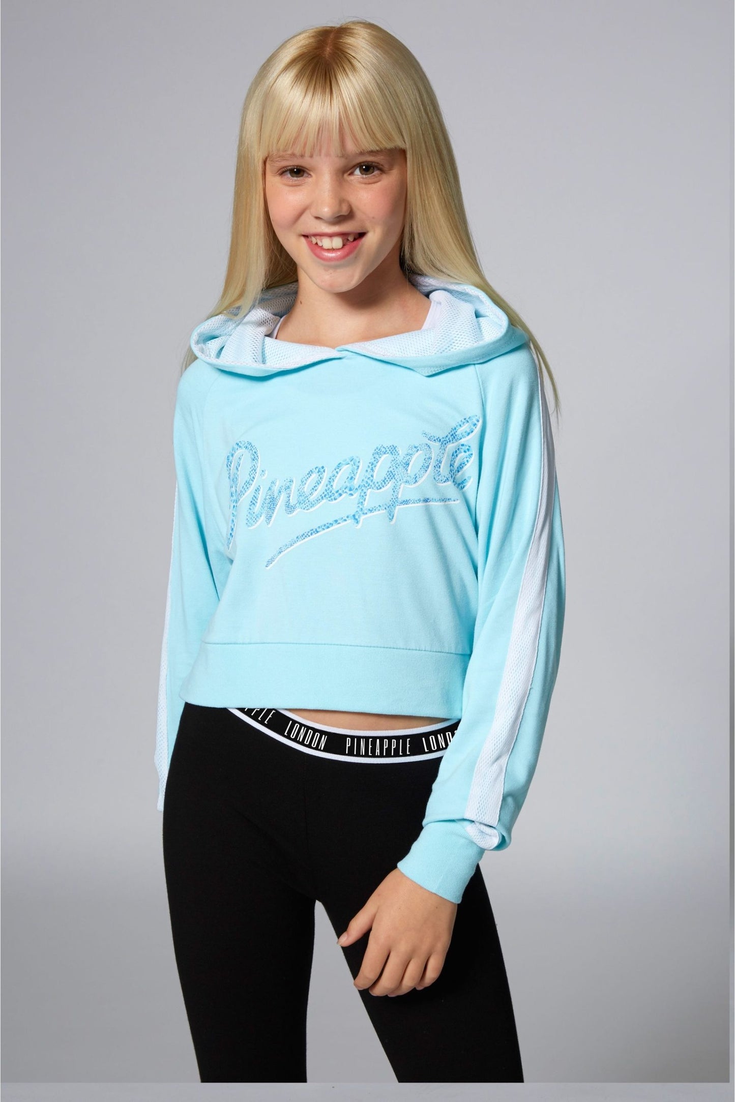 Pineapple Mesh Stripe Crop Hoodie