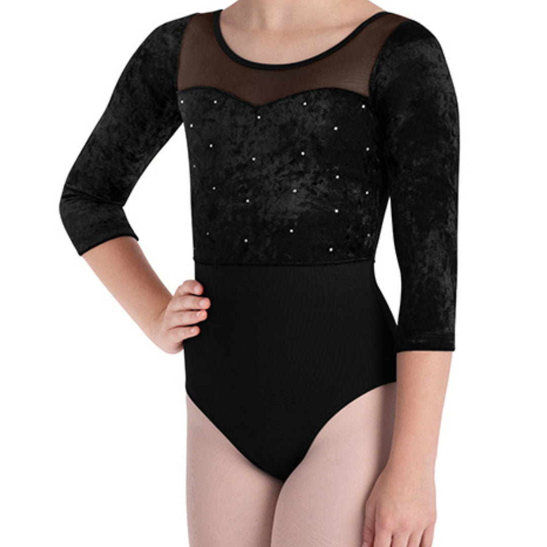 Bloch Black Layla 3/4 Sleeve Leotard