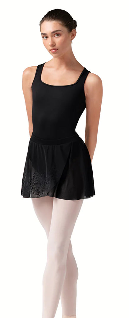 Bloch Ladies Black Embroidered Pull On Skirt