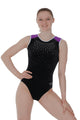 The Zone Sinead Black and Grape Gymnastics Leotard