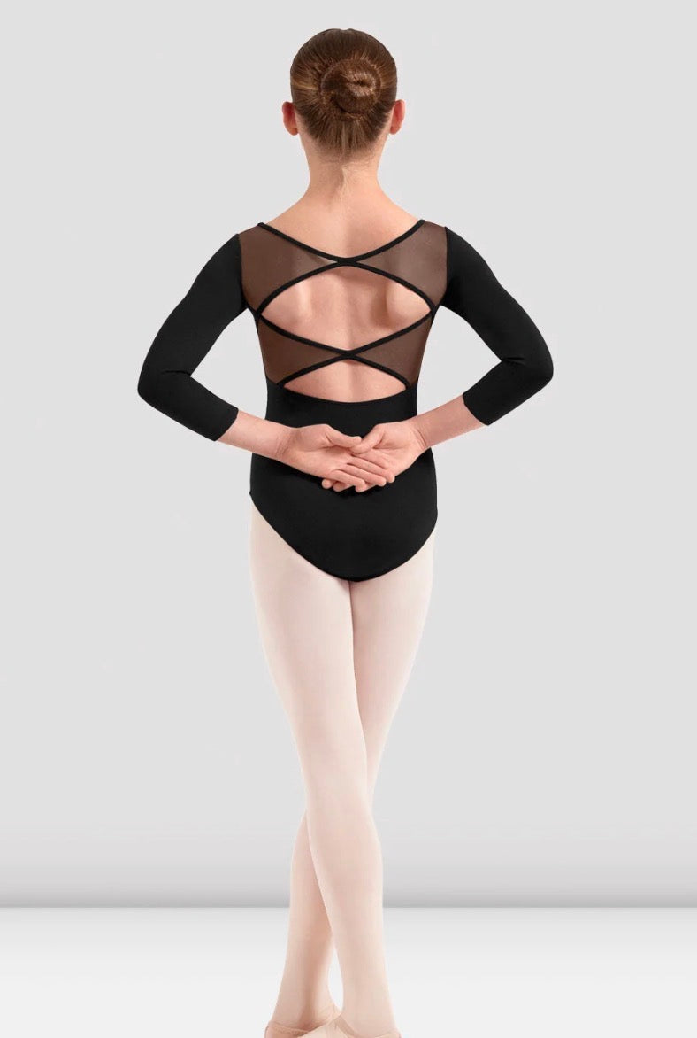 Mirella Girls Black Adagio 3/4 Sleeve Leotard