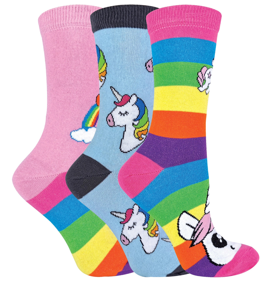 Sock Snob Mythical Striped Unicorn 3 Pack Socks