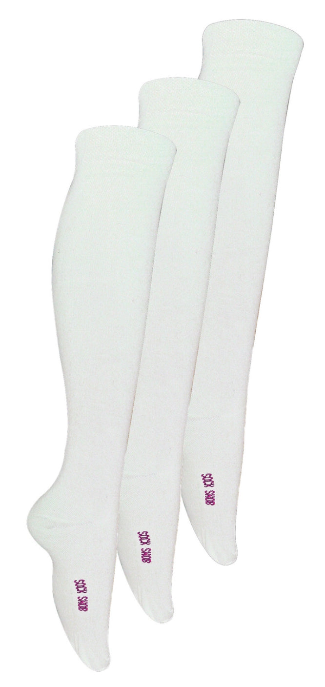 Sock Snob White Knee High Bamboo Socks - 3 Pair Pack