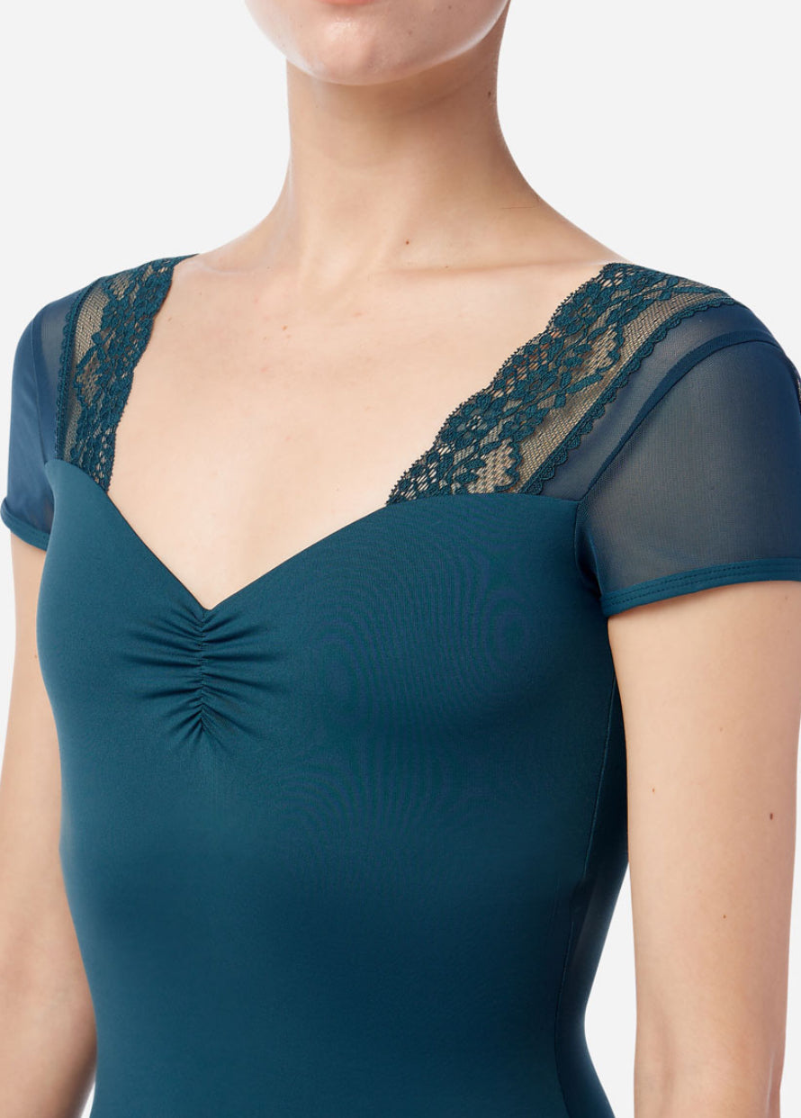 Lulli Black Short Sleeve Valeria Leotard