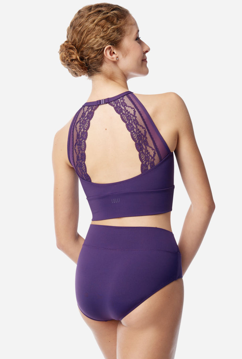 Lulli Dark Purple High Neck Norah Crop Top