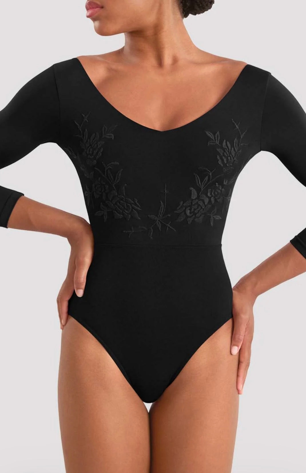 Mirella Black Adagio 3/4 Sleeve Leotard