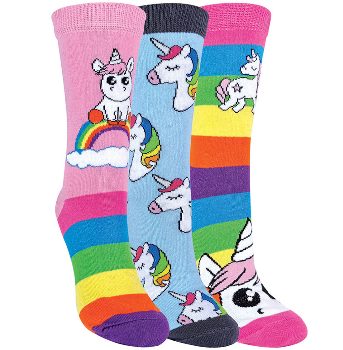 Sock Snob Mythical Striped Unicorn 3 Pack Socks