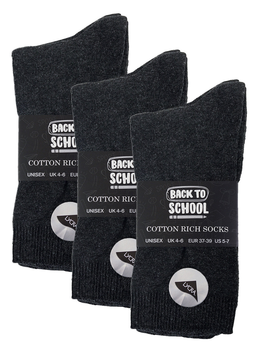 Sock Snob 2 Pack Grey School Socks