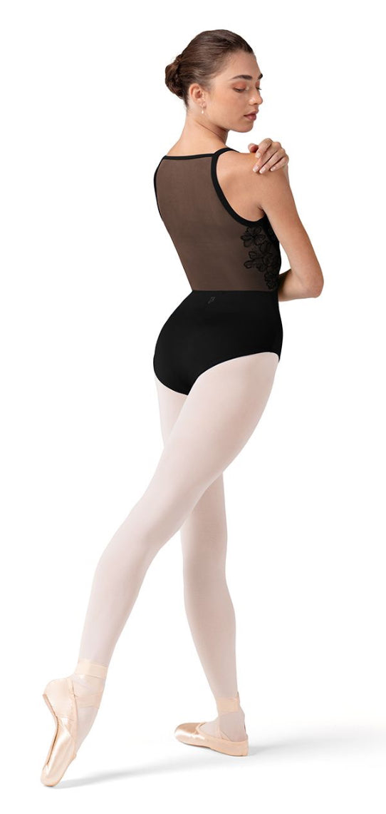 Bloch Mia Black Embroidered Corset Camisole Leotard