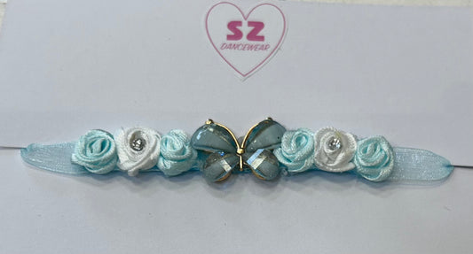 Ice Blue & White Butterfly Bunwrap