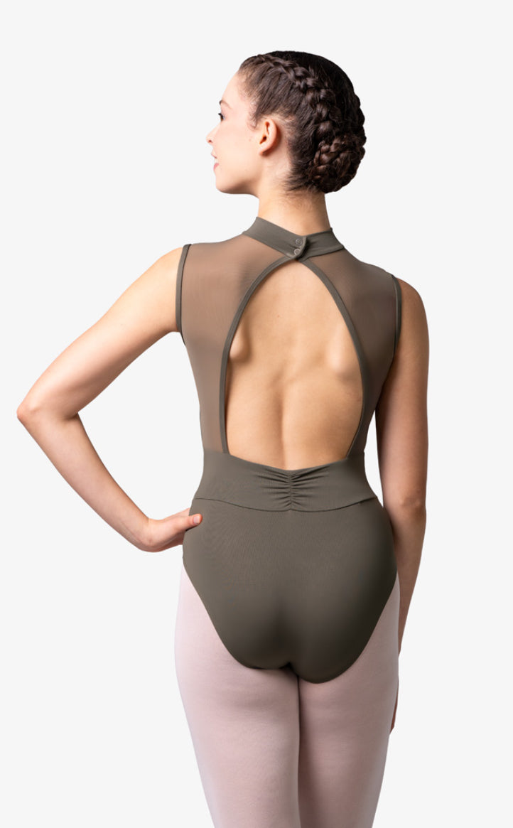 Lulli Khaki Mock Neck Marcella Leotard