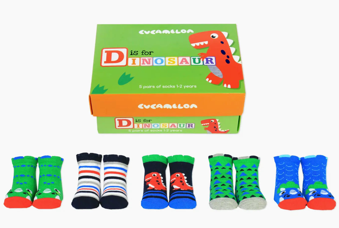 Cucamelon 5 Pair Box Dinosaur Socks