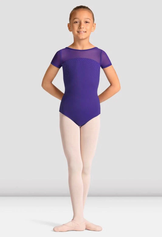 Mirella Girl’s Violet Celestia Short Sleeve Leotard