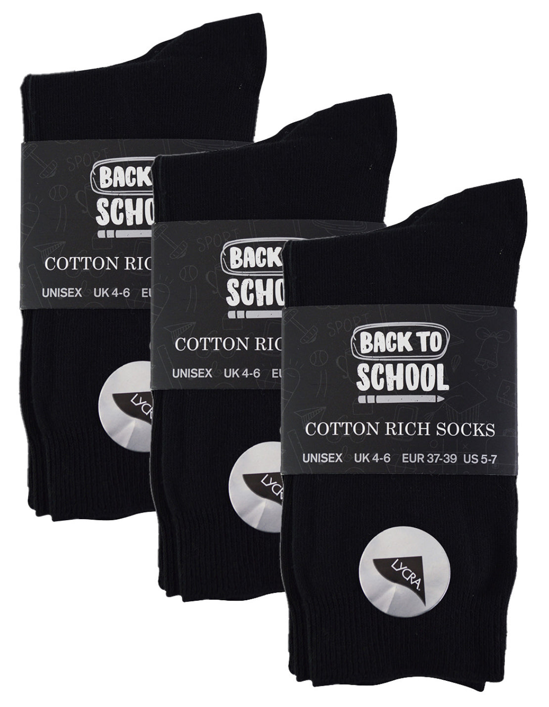 Sock Snob 2 Pack Black School Socks