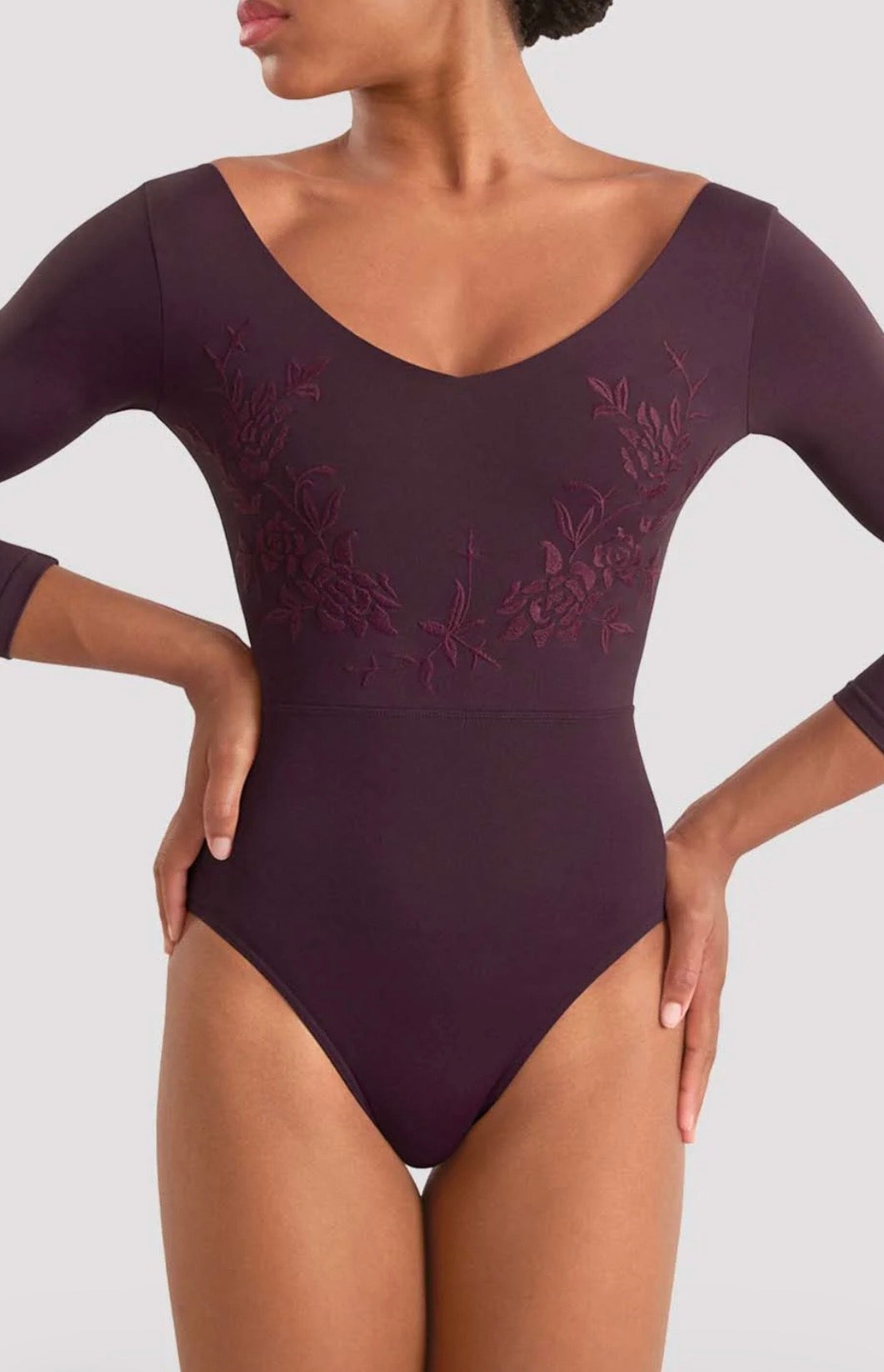 Mirella Merlot Adagio 3/4 Sleeve Leotard