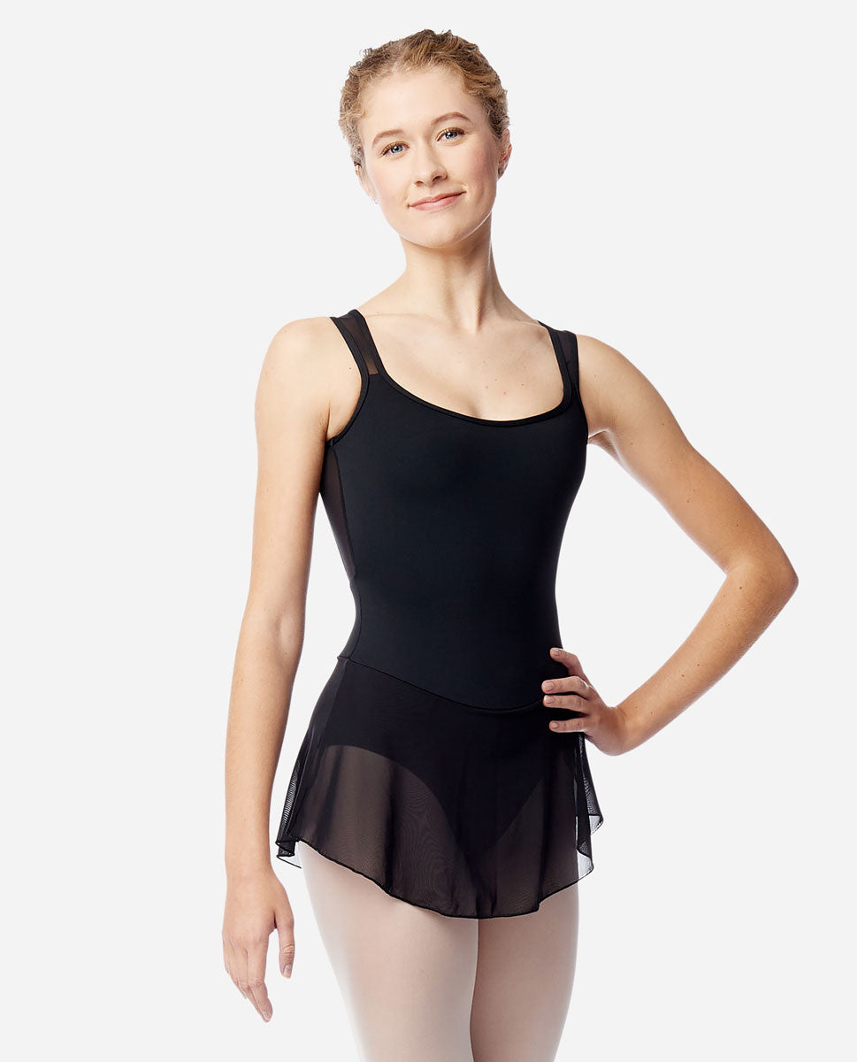 Lulli Black Kylie Skirted Leotard with Lace Back