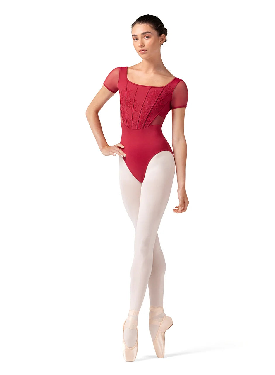 Bloch Cherry Olivia Corset Style Cap Sleeve Leotard