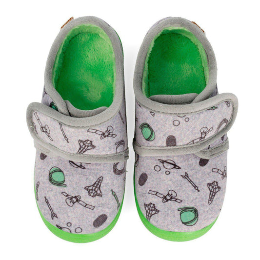 Gioseppo GREY SLIPPERS WITH GREEN SOLE FOR BOYS - TheShoeZoo