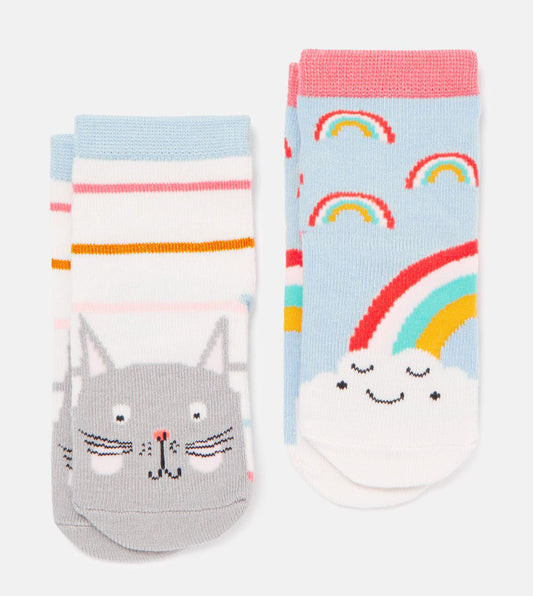 Joules Cat Rainbow Pack of 2 Socks