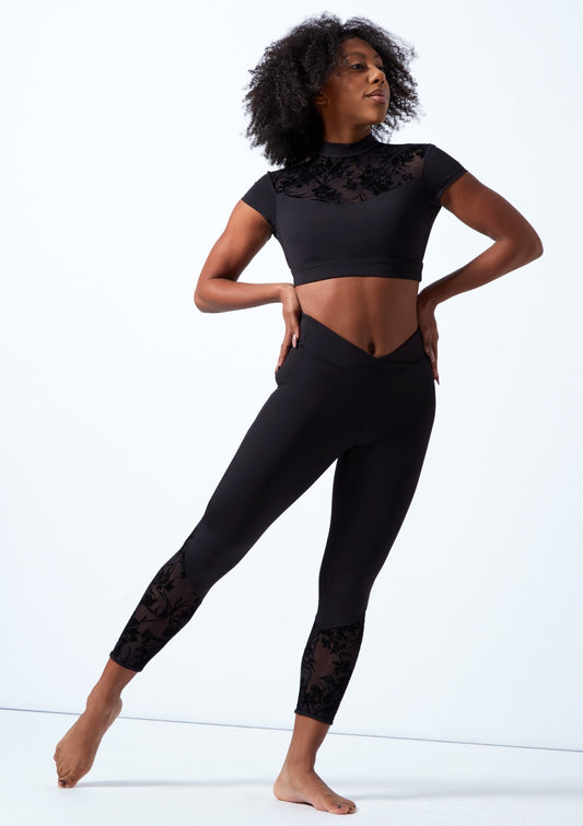 Bloch Black High Neck Cap Sleeve Crop Top