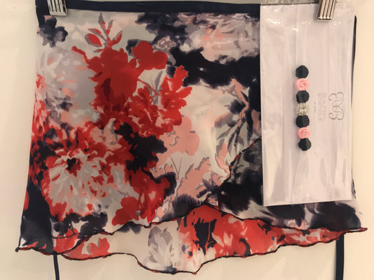 Bespoke Bright Floral Wrap Skirt & Bunwrap Set
