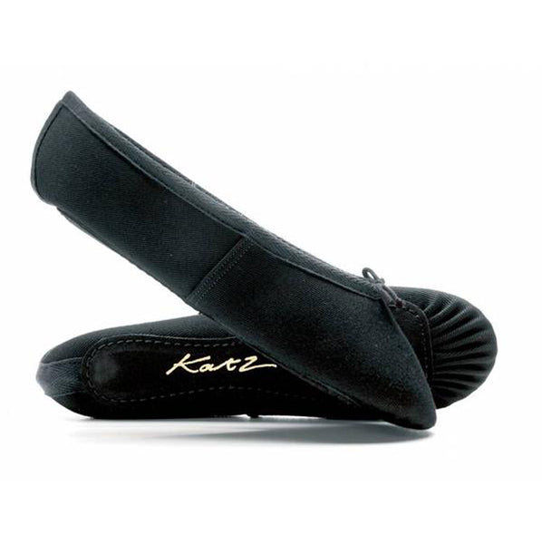 Katz Black Canvas Full Sole Ballet Shoes - TheShoeZoo
