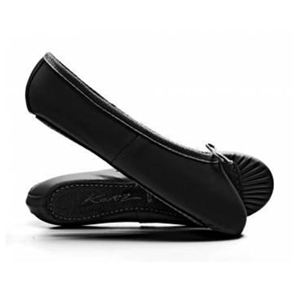 Katz Black Leather Full Sole Ballet Shoes