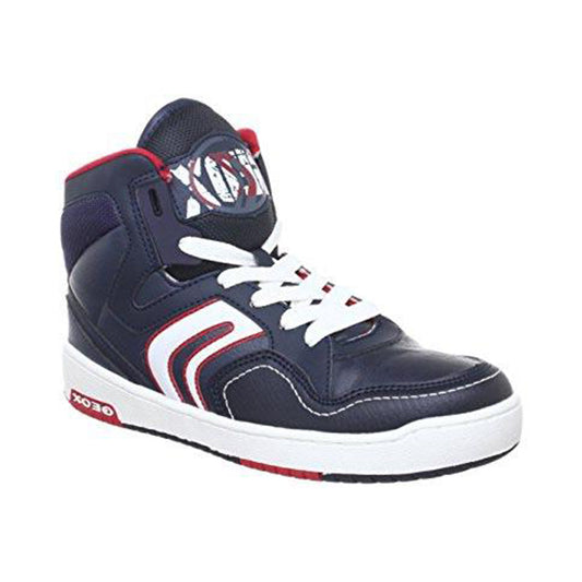 Geox J Oracle Navy/Red Hi Top - TheShoeZoo